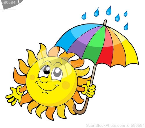 Image of Smiling Sun with umbrella