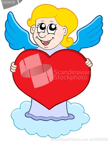 Image of Smiling cupid on cloud