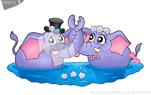 Image of Two elephants in water
