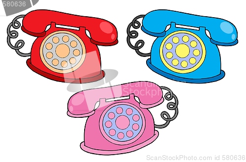 Image of Various colors telephones