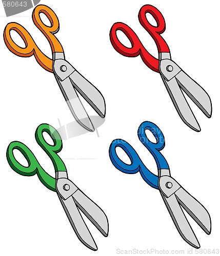 Image of Various colors scissors