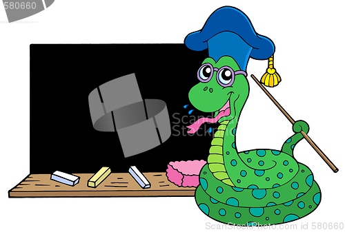 Image of Snake teacher with blackboard