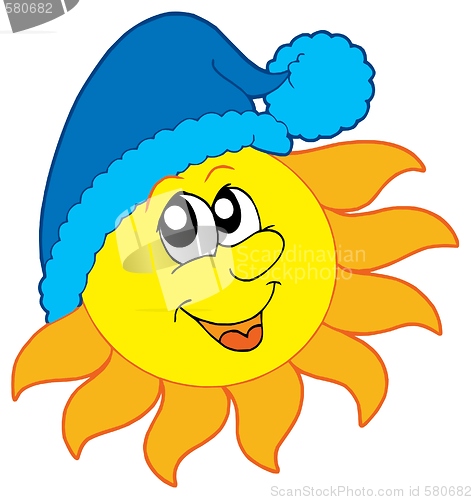 Image of Sun in winter cap