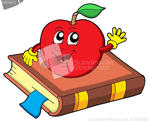 Image of Smiling apple on book