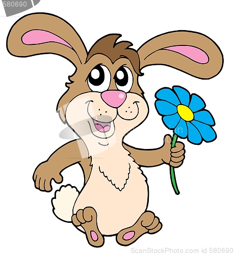 Image of Smiling rabbit with flower