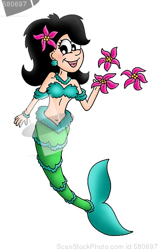 Image of Mermaid with flowers.