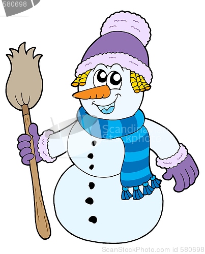 Image of Snowman with broom
