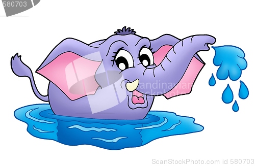 Image of Small elephant in water