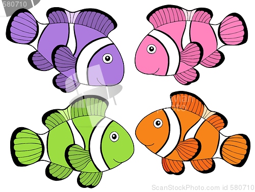 Image of Various color clownfishes 2