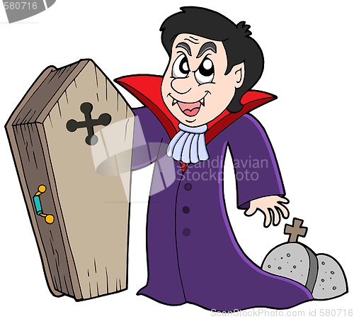 Image of Vampire with coffin and graves
