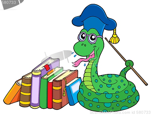 Image of Snake teacher with books