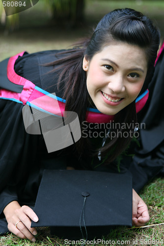 Image of Gorgeous Asian university graduate.