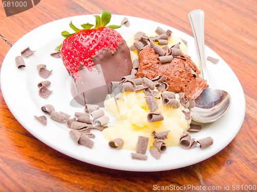 Image of Delicious icecream  dessert on white plate