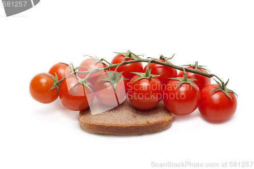 Image of Red tomatoes cherry, pumpernickel