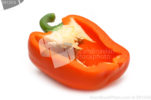 Image of Cut fifty-fifty orange bulgarian pepper part two
