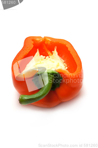 Image of Cut fifty-fifty orange bulgarian pepper 