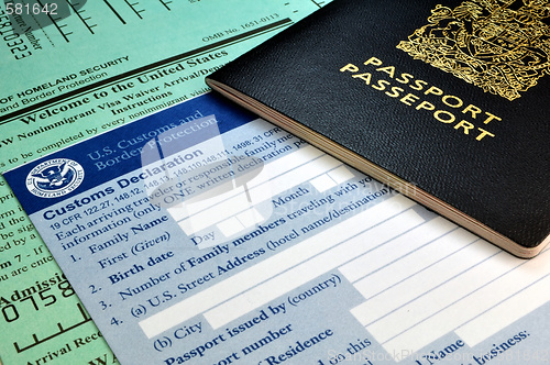 Image of Arriving in the USA: Passport and USA Customs forms