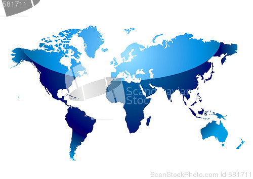 Image of world map reflect blue