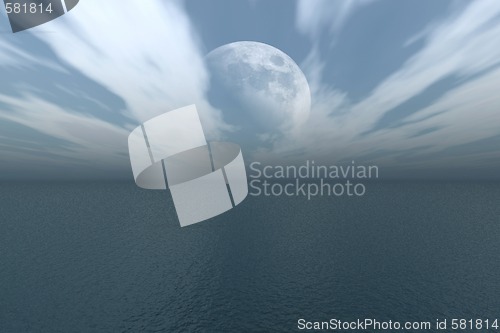 Image of Moon over the Ocean