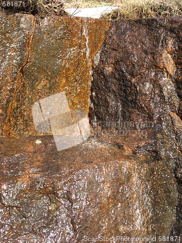 Image of Melting ice dripping on a rock