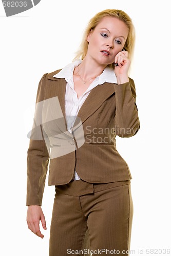 Image of Woman in brown business suit