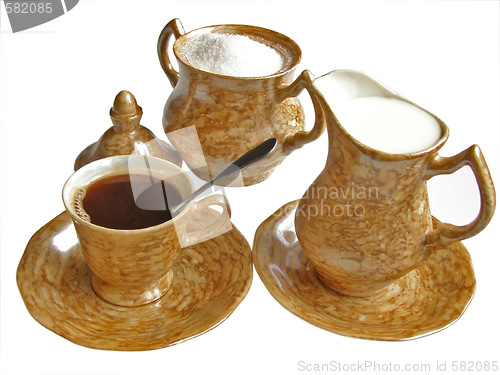 Image of coffee, cream and sugar