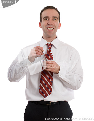 Image of Businessman Eating Yogurt