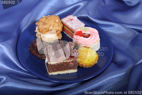 Image of selection of sweet deserts on the plate