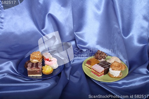 Image of selection of sweet deserts on the plate