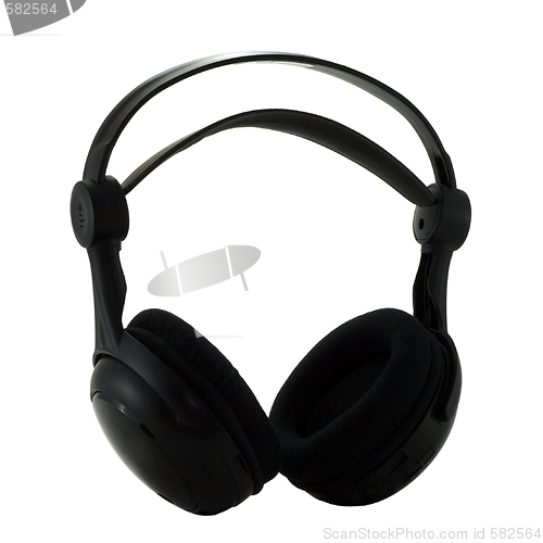 Image of Black wireless headphones isolated on white background