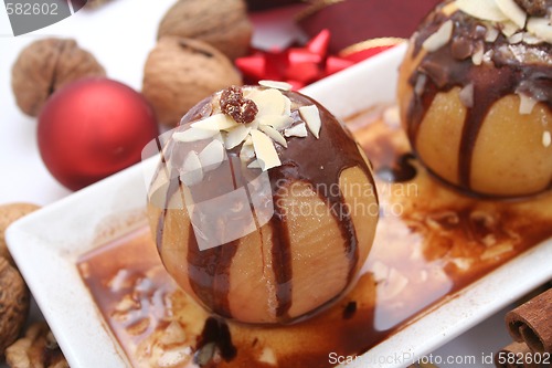 Image of apple with chocolate