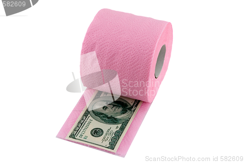 Image of 100 dollars in toilet paper