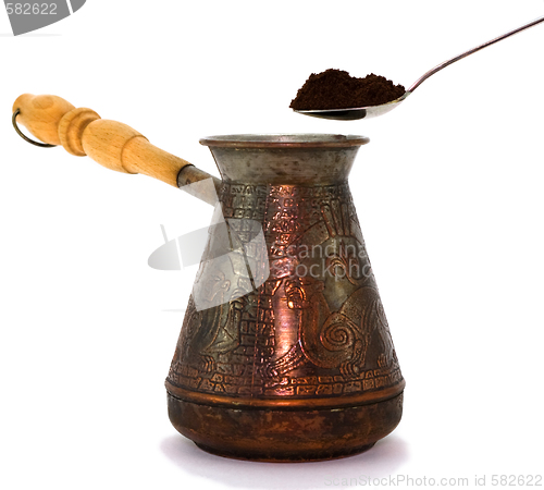 Image of Turk and spoon with ground cofee