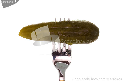 Image of Salt cucumber on the fork