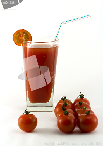 Image of Tomato juice isolated on white background