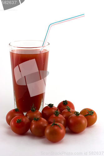 Image of Tomato juice isolated on white background