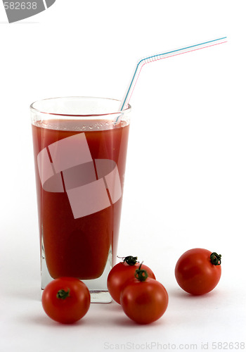 Image of Tomato juice isolated on white background