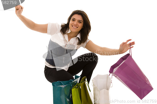 Image of woman happyness after shopping