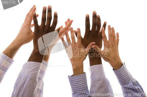 Image of multiracial hands