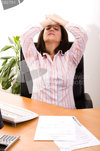 Image of  stressed with her work