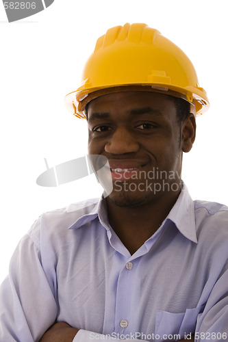 Image of african engineer smilling