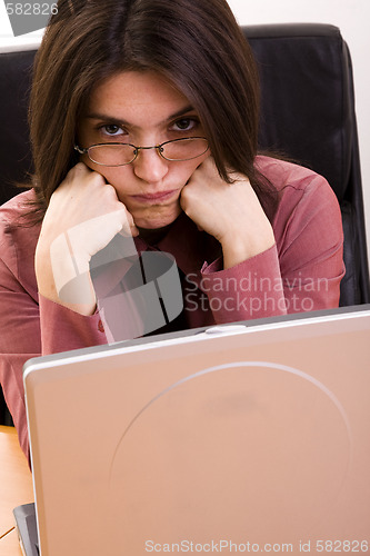 Image of annoyed businesswoman