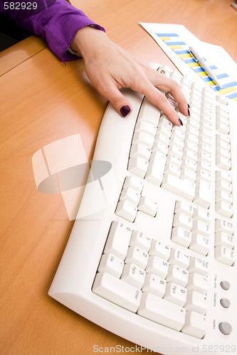 Image of hand typing in a keyboard