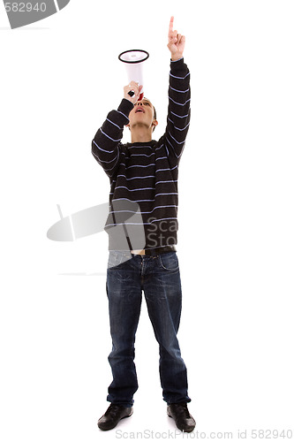 Image of shouting at the megaphone