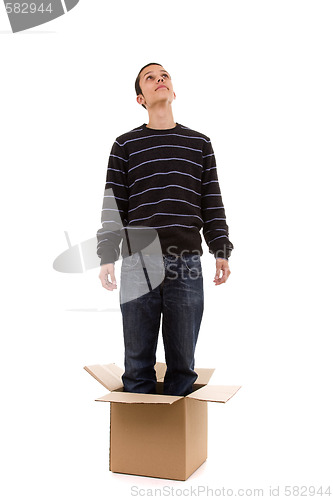 Image of young man inside the box