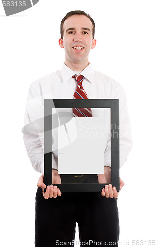 Image of Man Holding Picture Frame