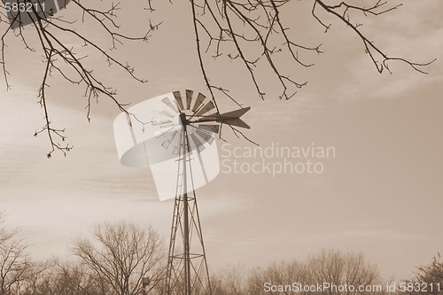 Image of Windmill in sepia