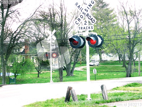 Image of Railroad lights at crossing