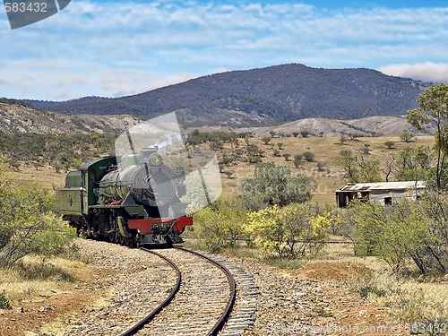 Image of steam train coming around the corner