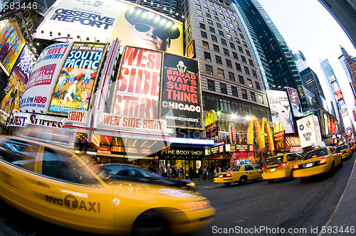 Image of times square new york taxi movement